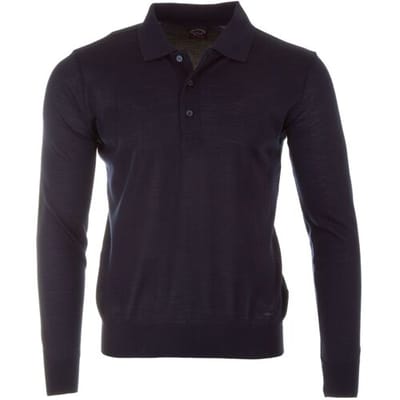 Paul & Shark Trui Merino Extrafine Button Collar Navy / male