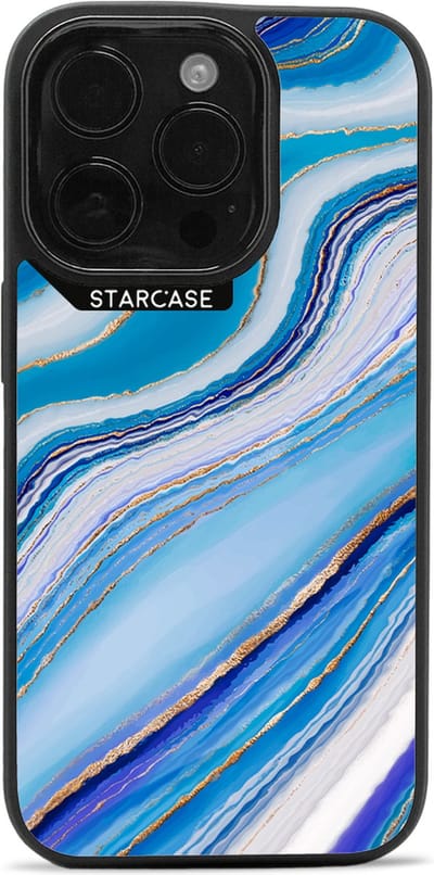 iPhone 15 Pro hoesje - magsafe hoesje / Starcase Marble Blue- Marmer Blauw / iPhone hoesje met Magsafe - Prestige Case
