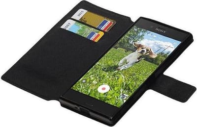 Cross Pattern TPU Bookstyle Wallet Case Hoesje Geschikt voor Xperia X Z Zwart