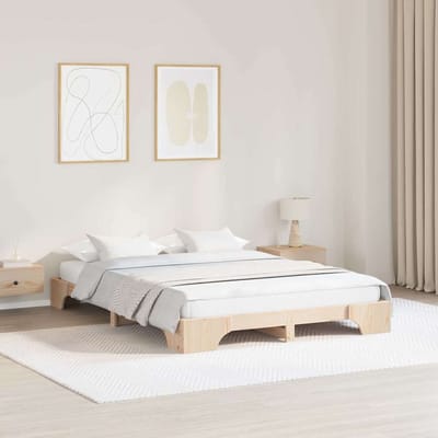 vidaXL - Bedframe - Naturel - 150 - x - 200 - cm - Massief - grenenhout