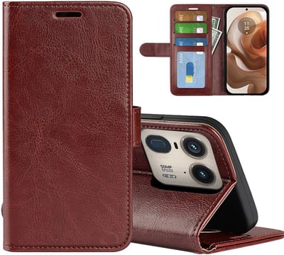 MobyDefend Hoesje - Geschikt voor Motorola Edge 50 Ultra - Wallet Book Case (Sluiting Achterkant) - Bruin