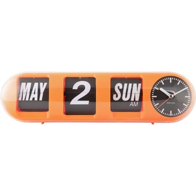Karlsson Wandklok Tube Flip - Helderoranje - 38x10x13.5cm - Wandklok Scandinavisch