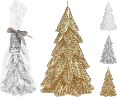 Kerstboom in de vorm van kaarsjes - 3 stuks - Goud Zilver en Wit - 12 cm hoog - kerst -kerstverlichting