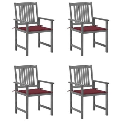 vidaXL - Tuinstoelen - 4 - st - met - kussens - massief - acaciahout - grijs