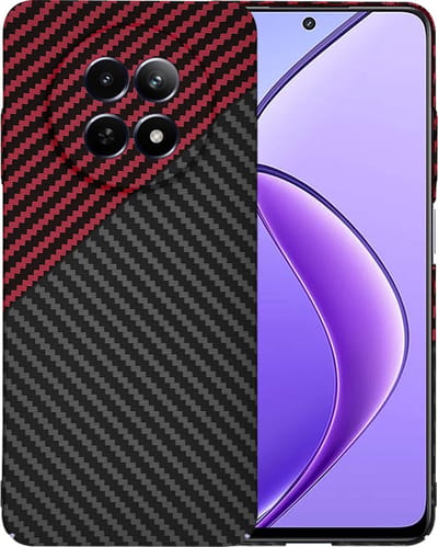 Hoesje geschikt voor Realme 12x - Techsuit Carbonite FiberShell Carbon Back Cover - Rood/Zwart