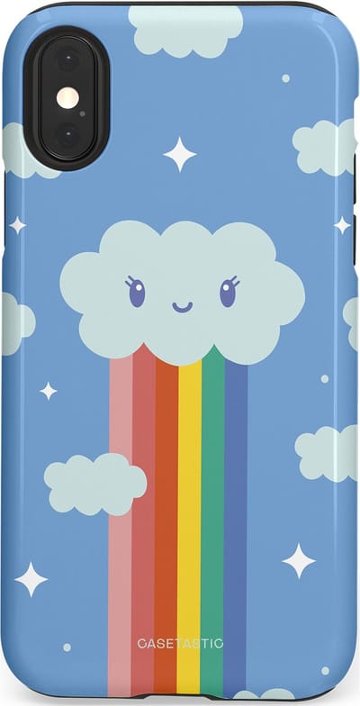 Casetastic Hoesje Geschikt voor Apple iPhone X/Xs - Stijlvolle Beschermende Duo-layer Case - Regenboogwolkje