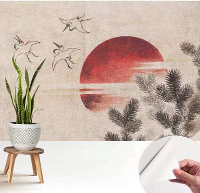 Wallfluent Zelfklevend Behang - Bos Oost Stickerbehang op rol - 208x146 cm - Wit Zelfklevend Behang - Herpositioneerbaar - Voor de woonkamer, slaapkamer en kantoor Zelfklevend Behang