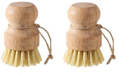 Afwasborstel, hout, afwasborstel, ronde keukenborstel, palmreinigingsborstel, natuurlijke sisalborstels, schuurborstel voor servies, potten, pannen, keukenspoelbak