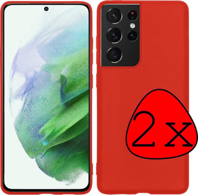 Hoesje 2 Stuks - Geschikt voor Samsung Galaxy S21 Ultra - Sterk & Shockproof - Case Siliconen - Back Cover - Telefoon Hoes - Rood