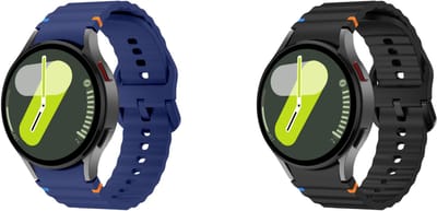 Strap-it 2-pack Siliconen Wave Sportbandjes – Comfortabel, waterbestendig & zweetbestendig – Zwart & Donkerblauw – geschikt voor Samsung Galaxy Watch 7 (40/44mm) / 6 Classic / 5 Pro / 4 Classic / FE