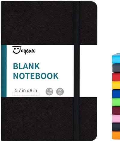 A5 Zwart Hardcover Notitieboek - 160 Pagina's - 100 g/m² Dik Papier - Schrijfboek & Schetsboek