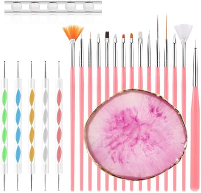 Dailygoods- Nagelkunstpenselen Set van 22 - Acryl/Nylonhaar - Hars/Nagelpalet - Manicureset - Roestvrij Staal - Lichtgewicht en veelzijdig - Nailartset