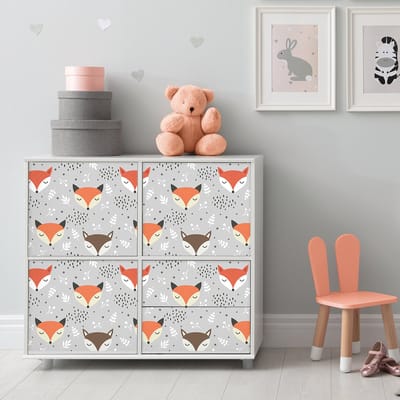 Sticker voor kindermeubels met bosvossen, 40 x 60 cm