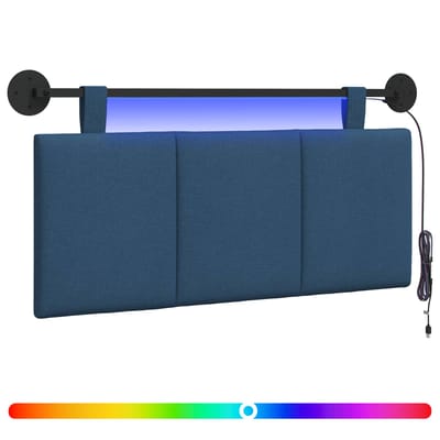 vidaXL - Hangend - hoofdbord - Met - LED-verlichting - Blauw - Stof