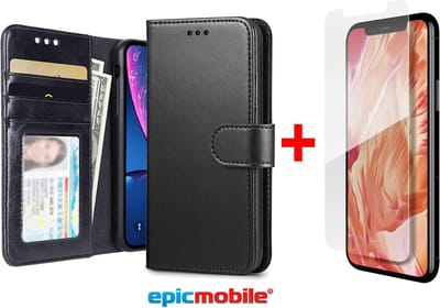 Hoesje geschikt voor iPhone 11 Pro Boek hoesje - Luxe book style portemonnee hoes + Screenprotector - Combideal - EPICMOBILE