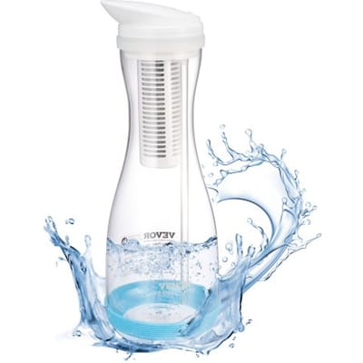 VEVOR Waterfilterkan 6 kopjes glazen waterfilterdispenser, koelkastvriendelijk waterfiltersysteem, BPA-vrij, gaat 3 maanden mee/800 liter, vermindert chloor, roest, geuren, PFOA/PFOS
