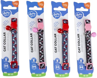 Duvoplus - Halsband Voor Dieren - Kat - Kattenhalsband Visgraat 2 Nylon 20-30cm / 10mm Gemengde Kleuren - 1st