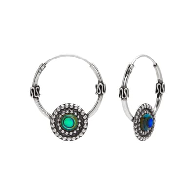WeLoveSilver - zilveren oorringen - abalone cirkel - 925 zilver