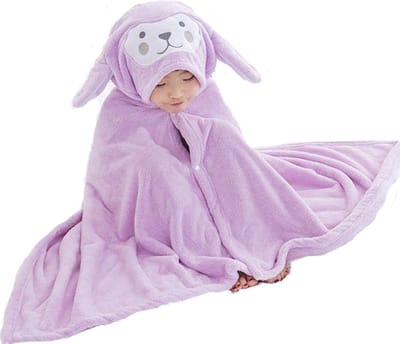 Baby Badhanddoek met hoodie – Konijn - Paars – 65 x 135 cm
