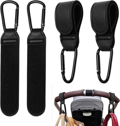 4 Pcs Pram Clips - Buggy Clips - Verstelbare Pram Haakjes voor Tassen - Kinderwagen Bag Clips - Pram Carabiner Clip voor Moeder - Luiertas - Boodschappen