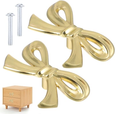 2 Stuks Boogvormige Ladeknoppen van Messing, Decoratieve Trekhendels voor Keukenkasten, Dressoirs en Kledingkasten