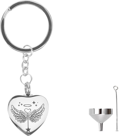 Luxe Sleutelhanger voor As - Urn Sleutelhanger - Voor As of Haren - Assieraad - As Ketting - Gedenksieraad - Urn - As hanger - Incl. As vuller en Opbergzakje - Wings