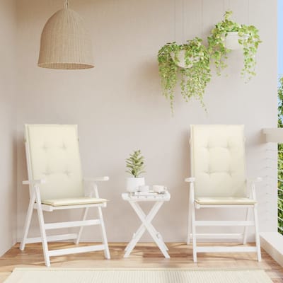 vidaXL - Tuinstoelkussens - 6 - st - hoge - rug - 120x50x3 - cm - stof - crèmekleurig