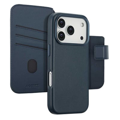 Accezz Hoesje - Geschikt voor Apple iPhone 17 Pro - Leather Bookcase 2-in-1 geschikt voor MagSafe - Nightfall Blue