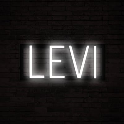 LEVI - Neon LED Lamp Kinderkamer | SpellBrite | 34,89 x 16 cm | 6 Dimstanden & 8 Lichtanimaties | Naamlamp Wandlamp Neon Verlichting