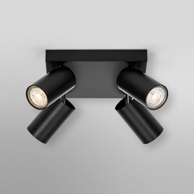 OSRAM LED SPOT OCTAGON PL 4 x 3,4W, GU10, 920lm, zwart, 2.700K kleurtemperatuur, warm witte lichtkleur, tijdloos, vervangbare ledlamp, ideaal voor interieurs, CRI 90, verstelbare koppen, dimbaar