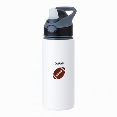 Hacebo® - american football met je eigen naam waterfles met rietje zwart - sport liefhebbers - NFL - verjaardag - verjaardagscadeau - mensen die houden van american football - cadeau - kado - geschenk - gift - water fles - 650ML