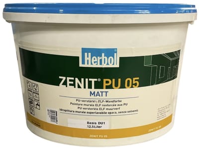 Herbol Zenit PU 05 - Hoogwaardige fluweelmatte afwerkingslaag ( glasweefsel en overschilderbaar behang) - Waterbasis - 12.50 L - RAL 9010 Pure White ( gebrokenwit)