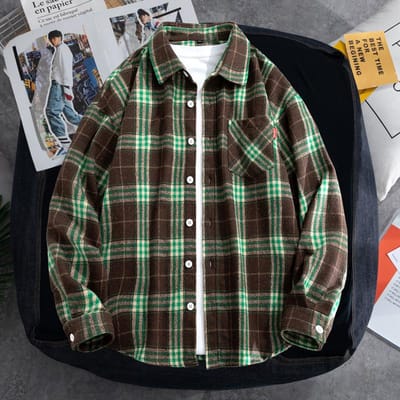Koreaanse Stijl Los Geruit Overhemd Koppeljas Herfst Nieuw Grote Maat Herfst Hong Kong Stijl Overhemd Heren Lange Mouw 9XL gray