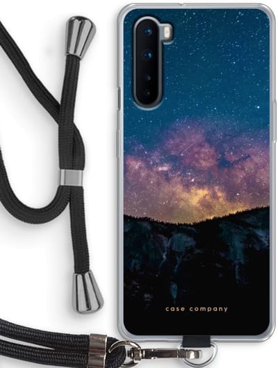 Case Company® - Hoesje met koord geschikt voor OnePlus Nord hoesje met Koord - Travel to space - Telefoonhoesje met Zwart Koord - Bescherming aan alle Kanten en Over de Schermrand