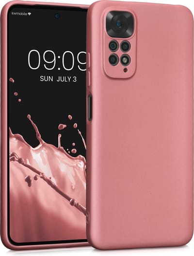kwmobile metallic telefoonhoesje van TPU - geschikt voor Xiaomi Redmi Note 11 / Note 11S - Flexible case voor smartphone - In metallic roségoud