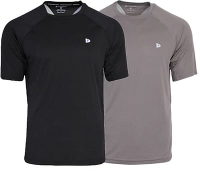 2-Pack Donnay - Sportshirt (André) - T-Shirt - Heren - Black/Steel Grey (734) - maat S