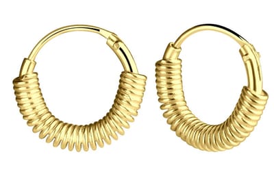 Joy|S - Zilveren Bali oorringen - 11 mm/ 2 mm - gold plated