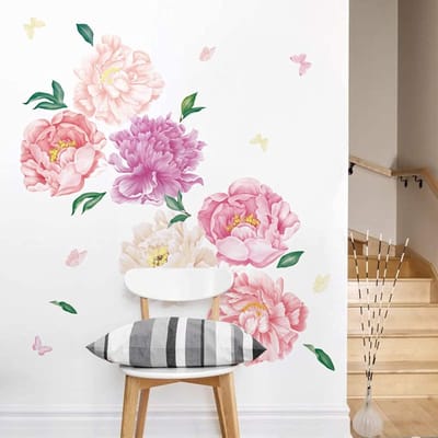 Allecto - Muursticker grote bloemen - Rozen muursticker - Kindvriendelijk design - Roze - Decoratie voor kinderkamer - Geschikt voor muren, deuren ...