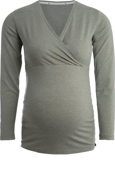 Baby's Only Zwangerschapstop lange mouw Glow - Zwangerschapsshirt gemaakt uit 96% viscose en 4% elastaan - Longsleeve shirt dames met voedingsfunctie - Urban Green - S