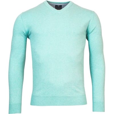 Baileys Trui V-Neck Single Knit Uni Pima Cotton Aqua / male