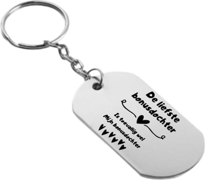 Akyol - de liefste bonusdochter is toevallig mijn bonus dochter sleutelhanger - cadeautje - verrassing - bonus dochter