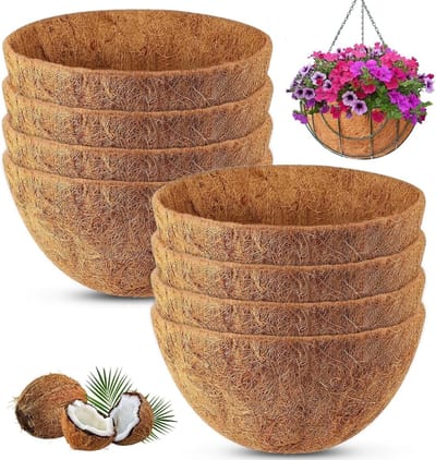 8 stuks ronde kokosvezelvoeringen voor hangende mand, 20 cm 100% natuurlijke kokosvezelvoering dikke kokosvezelmat voor 20 cm hangende plantenmand of tuin dier huisdier mat vensterdozen