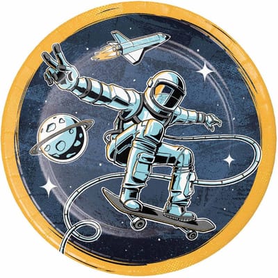 Haza astronaut bordjes ruimte kinderfeestje 8 stuks multicolor.