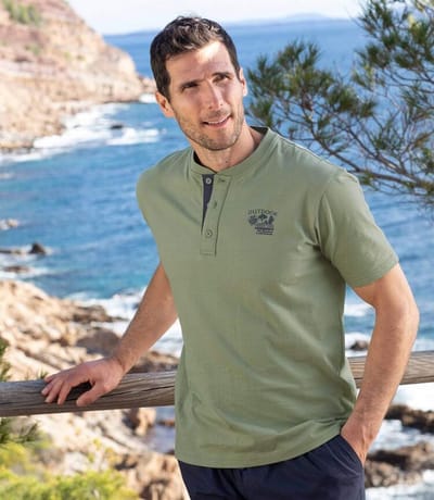 ATLAS FOR MEN - 6-pack T-shirts met henley kraag - Heren - Verkrijgbaar in grote maten - M