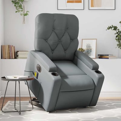 Vidaxl Opvouwbare Sta-Op Fauteuil Met Massage, Elektrisch, Grijs