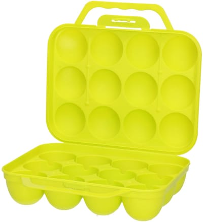 Benson Eierdoos en koelkast organizer - eieren houder - voor 12 eieren - geel - kunststof
