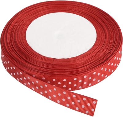 Linten, 23 m x 1,5 cm, helder rood met witte stippen, lint, decoratie voor kunsthandwerk, geschenkverpakking, bruiloft, doe-het-zelf handgemaakt