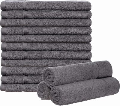 PromoHome Set van 10 gastendoekjes, 30 x 50 cm, badstof handdoek met ophanglus, katoen, 450 g/m², antraciet