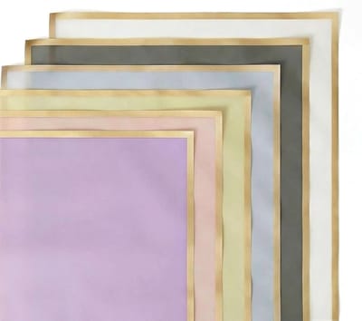 24 stuks vellen bloemenpapier, boeket papier, bloemen papier, gouden rand, boeket papier, waterdicht cadeaupapier voor bruiloft, Moederdag, doe-het-zelf handwerk, geschenkverpakking (6 kleuren, 56 x