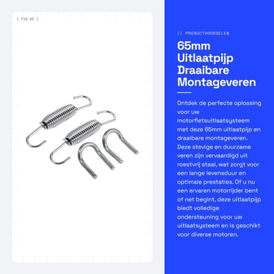 Dailygoods- Uitlaatveer 65mm Lengte - Draaibare Montage - Motorfiets Uitlaatsysteem - Roestvrij Staal - Volledige Ondersteuning - Set van 2 Stuks - Uitlaatbeugel